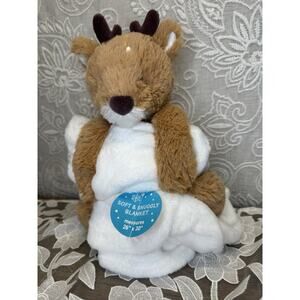 Carter's Baby Blanket White Plush with Reindeer Lovey Stuffed Toy Cozy Festive